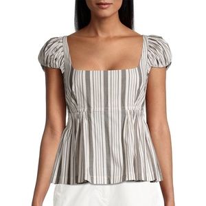 Rebecca Taylor Striped Puff Sleeve Top
